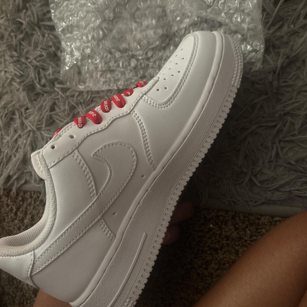 Supreme White and Red Sneakers